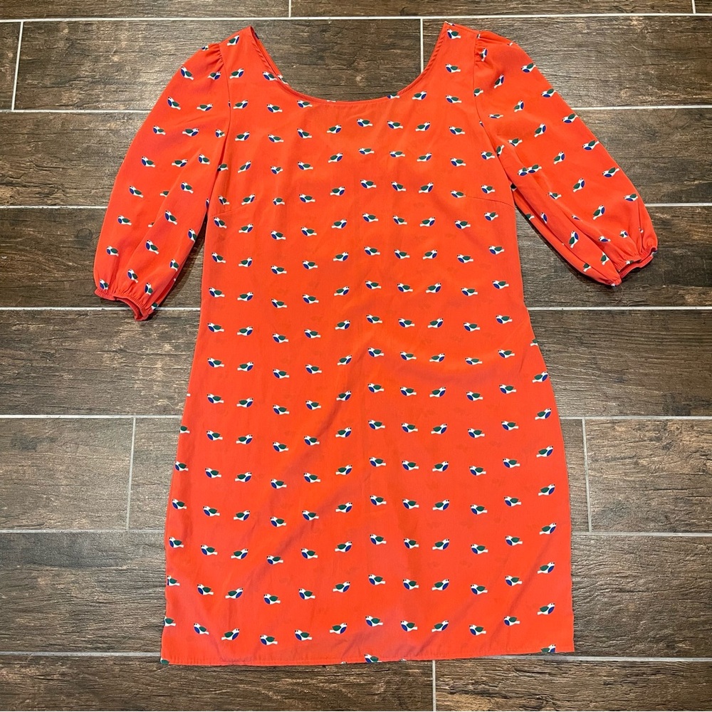 Hello Miss Coral Quarter Sleeve Shift Dress